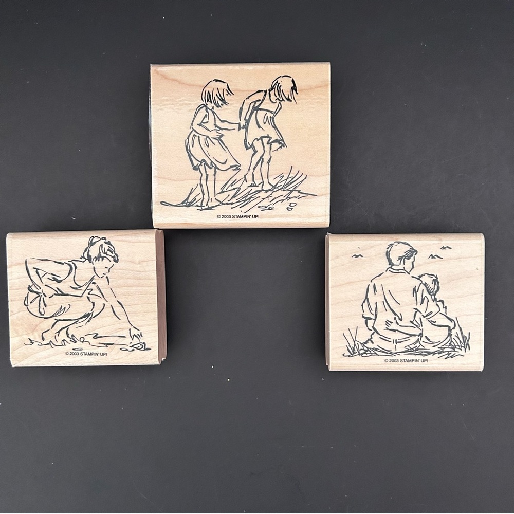 Stampin’ up! 2003 set of 3 wood stamps - SEASIDE SKETCH
